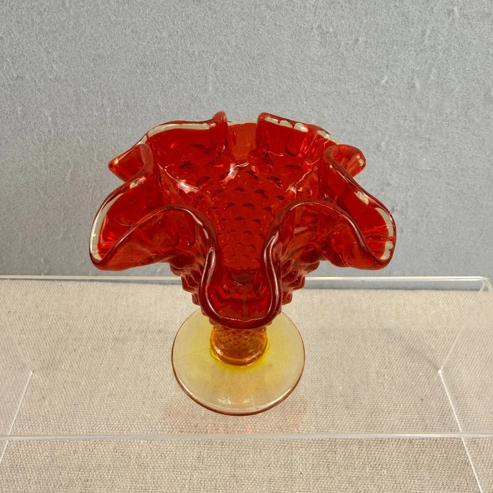 Fenton Amberina Hobnail Ruffled Vase‎ 5